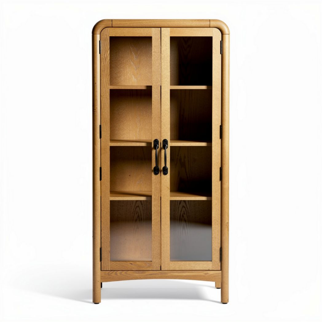 glazen kast van eikenhout met afmetingen 80 x 40 x 180cm