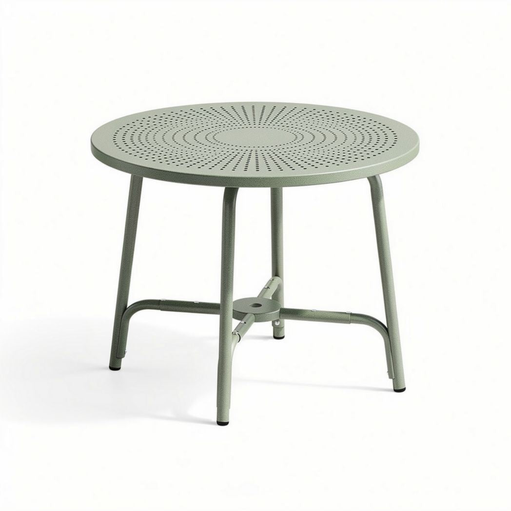 Ronde metalen tafel voor buitengebruik lichtgroen 80 x 80 x 75cm