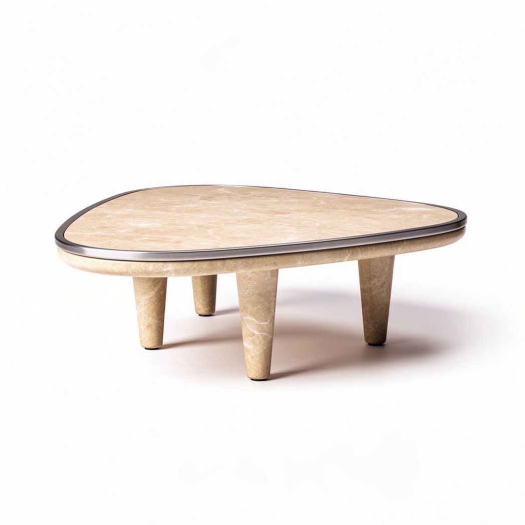 Koffietafel van marmer met een afmeting van 90 x 80 x 45cm