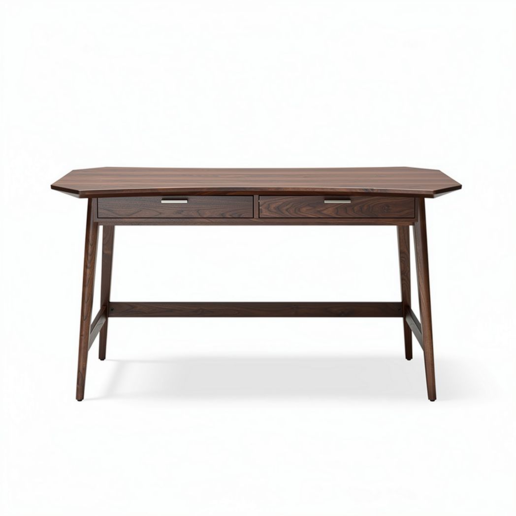 Houten bureau met twee lades en afmetingen van 120 x 60 x 75 cm