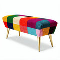 Kleurrijke stoffen bank met gouden poten 50 x 25 x 30 cm