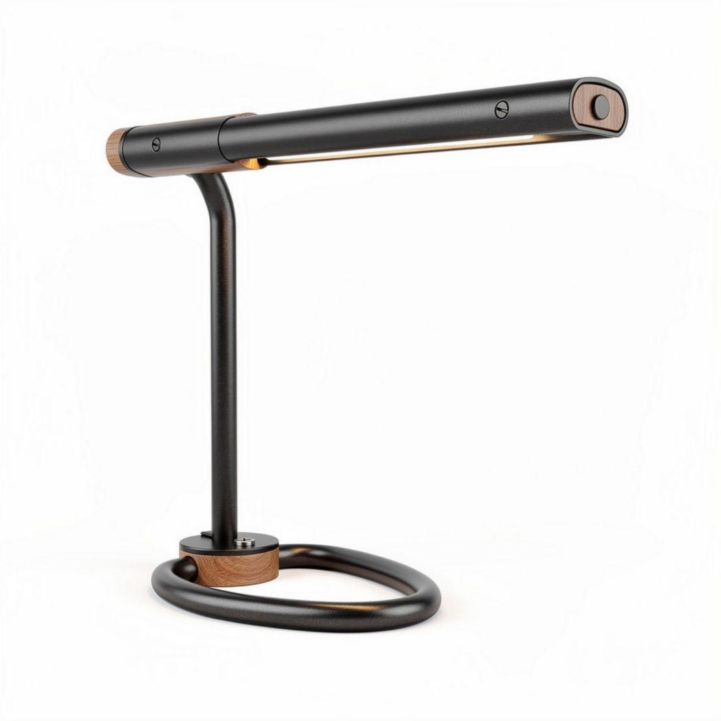 Bureaulamp van metaal en hout met verstelbare arm en LED verlichting 40 x 15 x 25cm